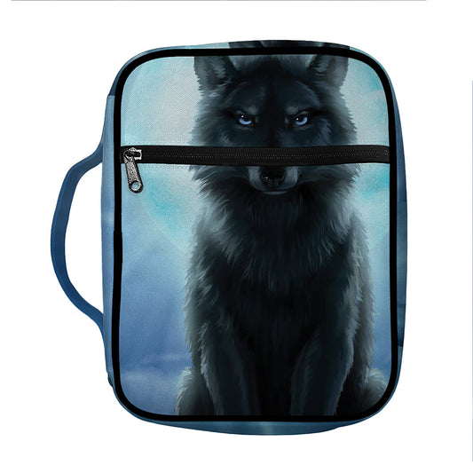 Moonlight Wolf Print Front Pocket Bible Bag