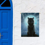 Moonlight Wolf Print Garden Flag