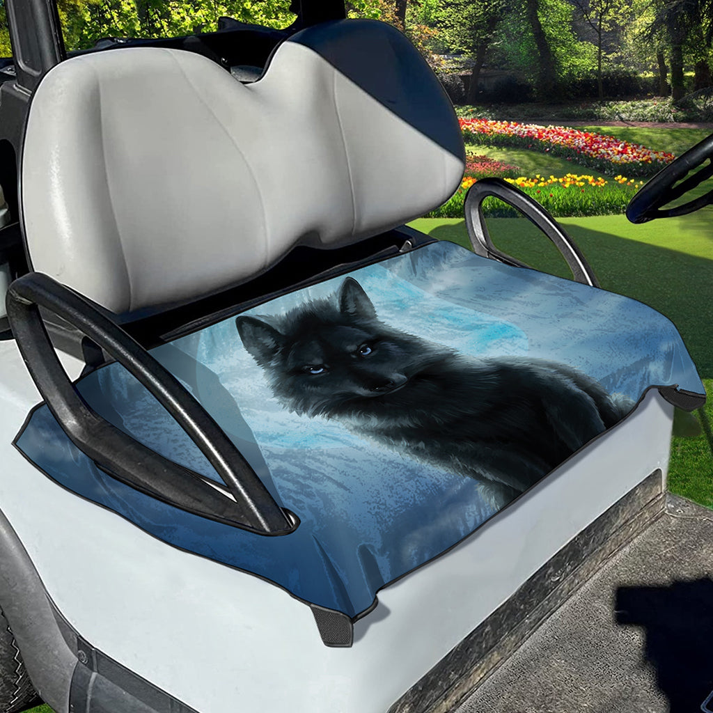 Moonlight Wolf Print Golf Cart Seat Cover