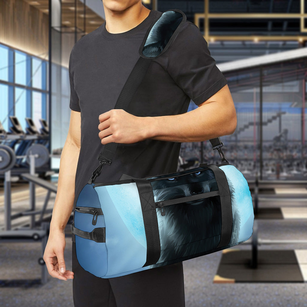 Moonlight Wolf Print Gym Bag