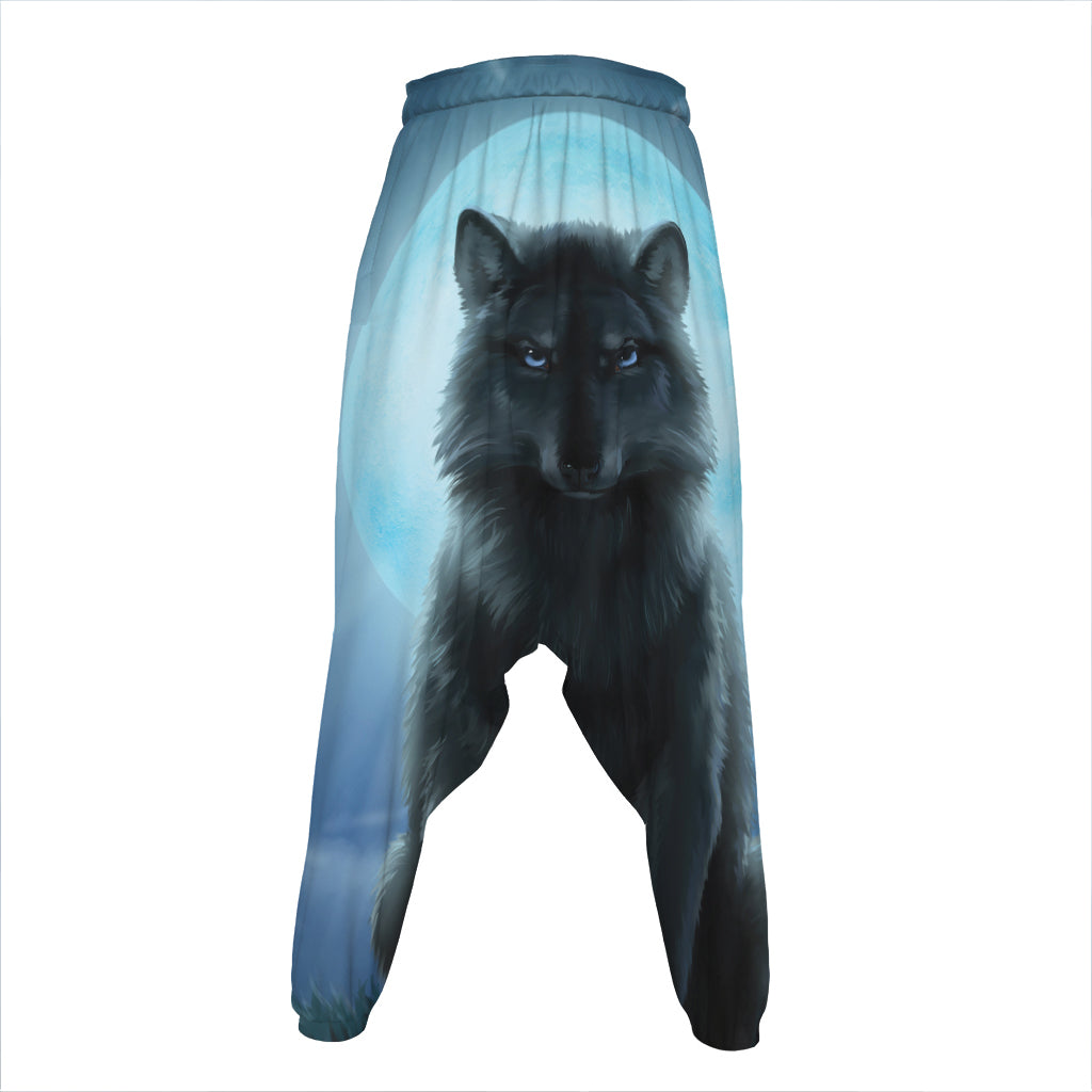 Moonlight Wolf Print Hammer Pants