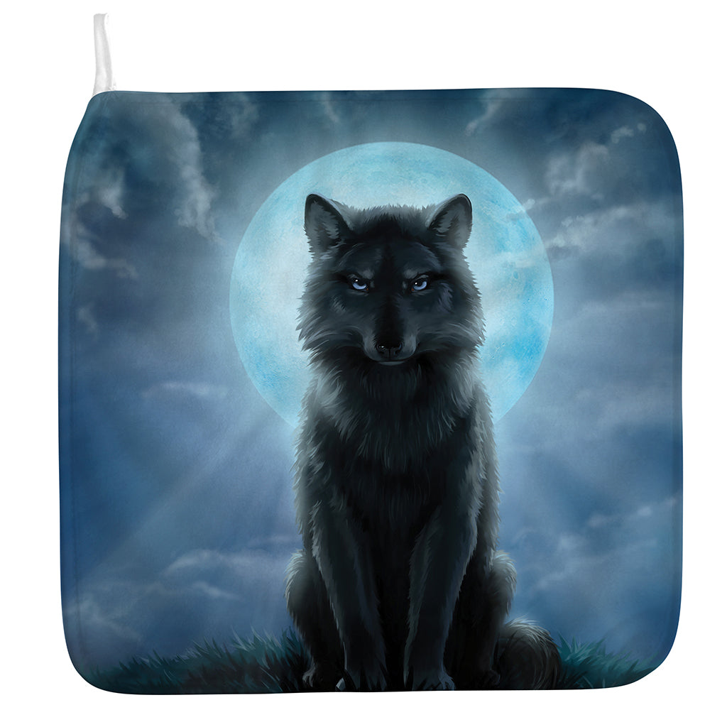 Moonlight Wolf Print Hand Towel