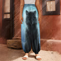 Moonlight Wolf Print Harem Pants