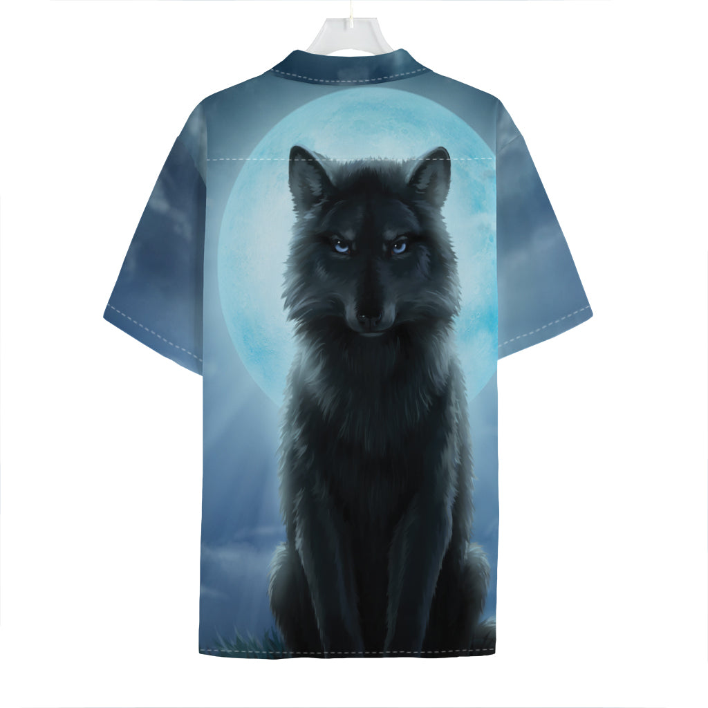 Moonlight Wolf Print Hawaiian Shirt