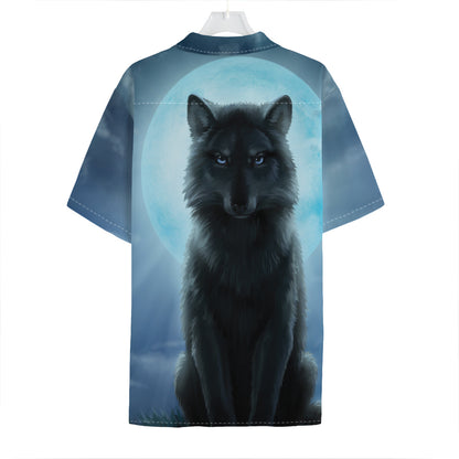 Moonlight Wolf Print Hawaiian Shirt