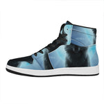 Moonlight Wolf Print High Top Leather Sneakers