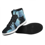 Moonlight Wolf Print High Top Leather Sneakers
