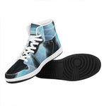 Moonlight Wolf Print High Top Leather Sneakers
