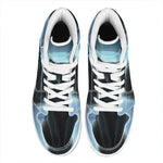 Moonlight Wolf Print High Top Leather Sneakers