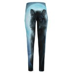 Moonlight Wolf Print High-Waisted Pocket Leggings