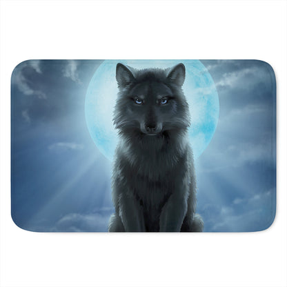 Moonlight Wolf Print Indoor Door Mat