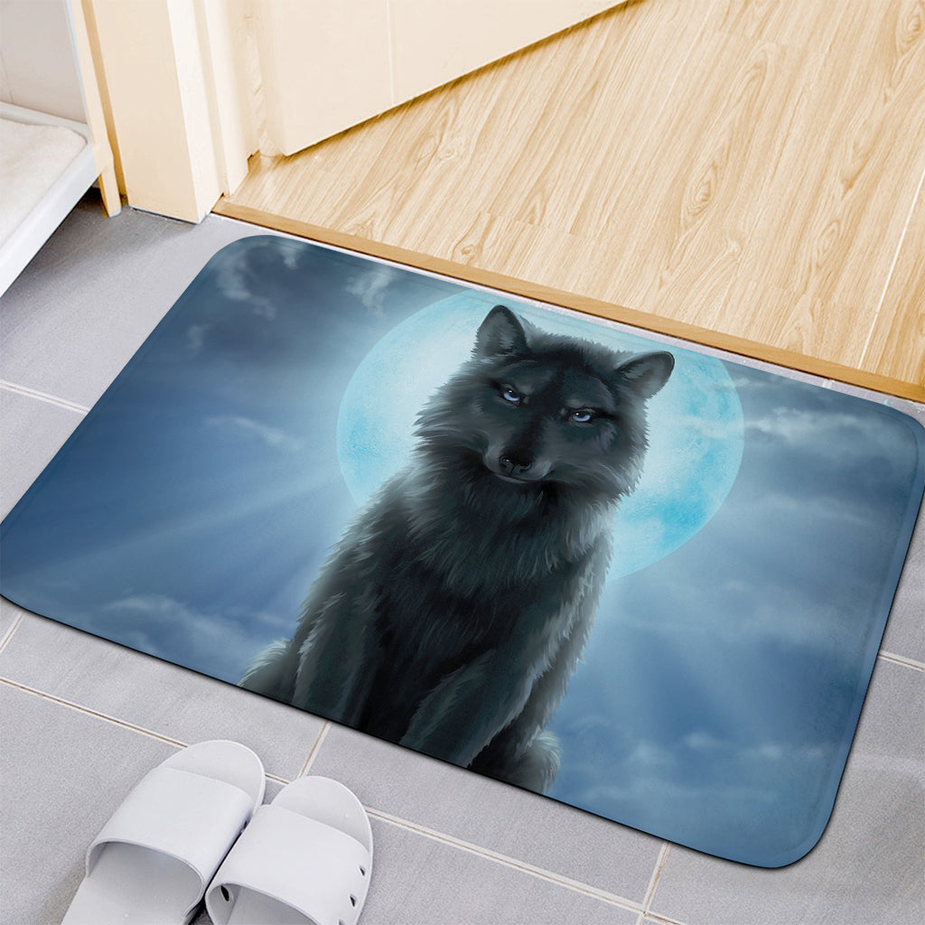 Moonlight Wolf Print Indoor Door Mat