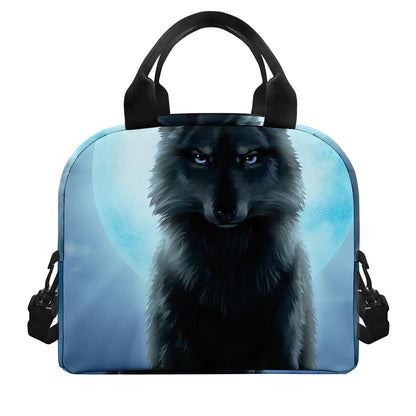 Moonlight Wolf Print Insulated Lunch Bag