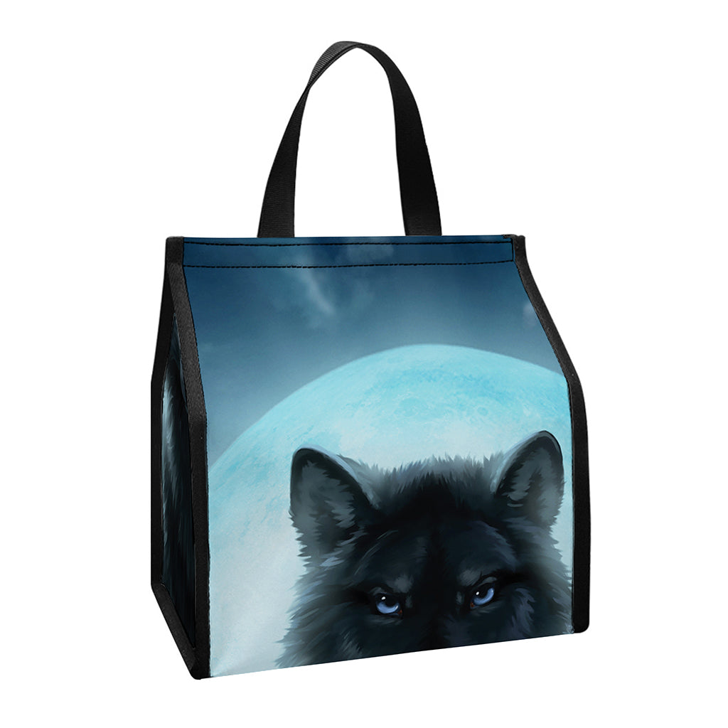 Moonlight Wolf Print Insulated Lunch Tote