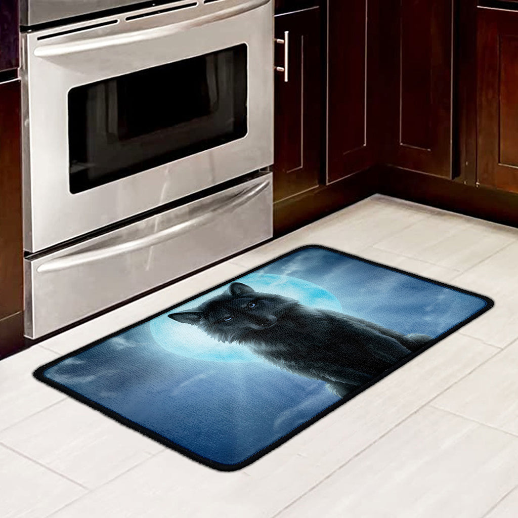 Moonlight Wolf Print Kitchen Mat