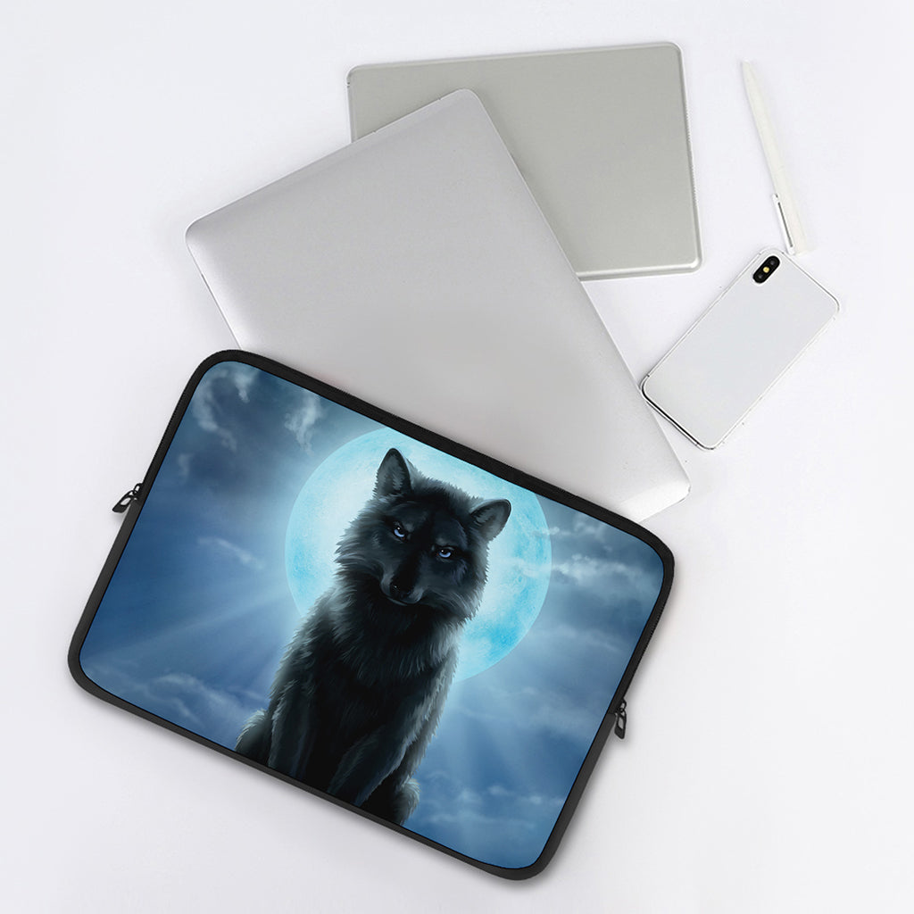 Moonlight Wolf Print Laptop Sleeve