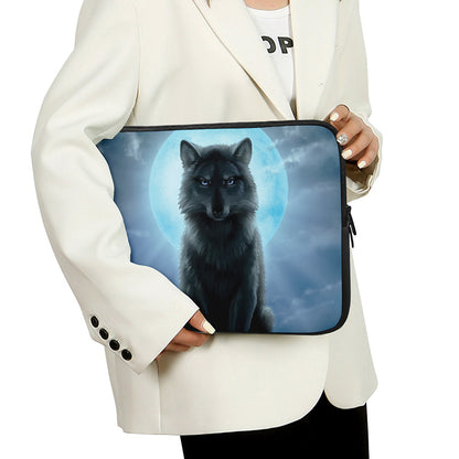 Moonlight Wolf Print Laptop Sleeve