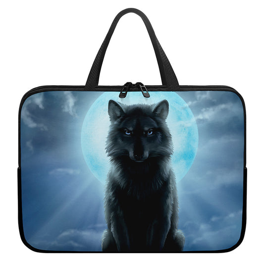 Moonlight Wolf Print Laptop Sleeve With Handle