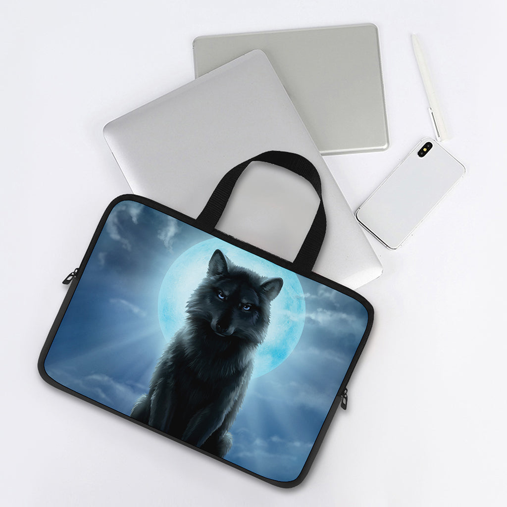 Moonlight Wolf Print Laptop Sleeve With Handle
