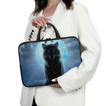 Moonlight Wolf Print Laptop Sleeve With Handle
