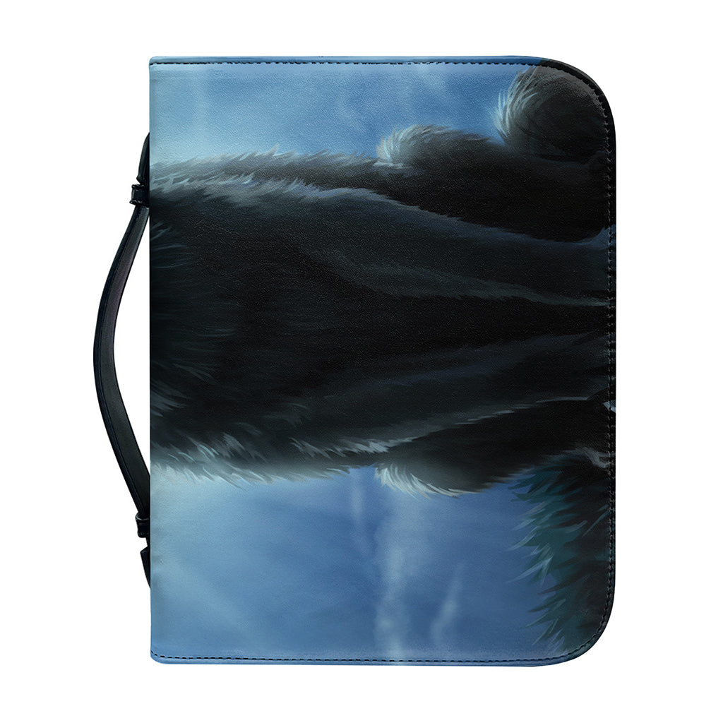 Moonlight Wolf Print Leather Bible Cover
