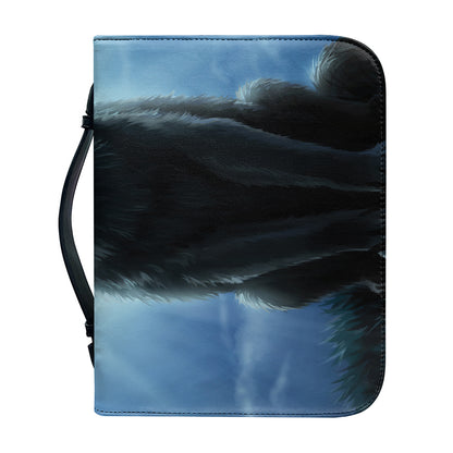 Moonlight Wolf Print Leather Bible Cover