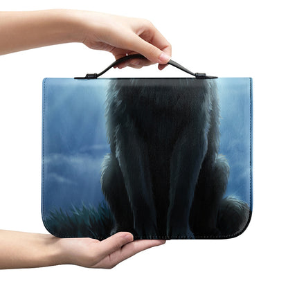 Moonlight Wolf Print Leather Bible Cover