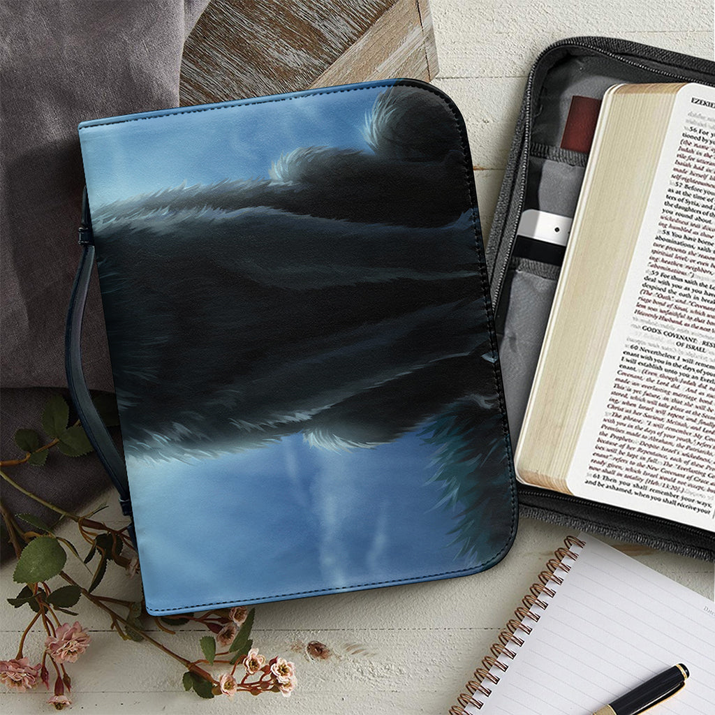 Moonlight Wolf Print Leather Bible Cover