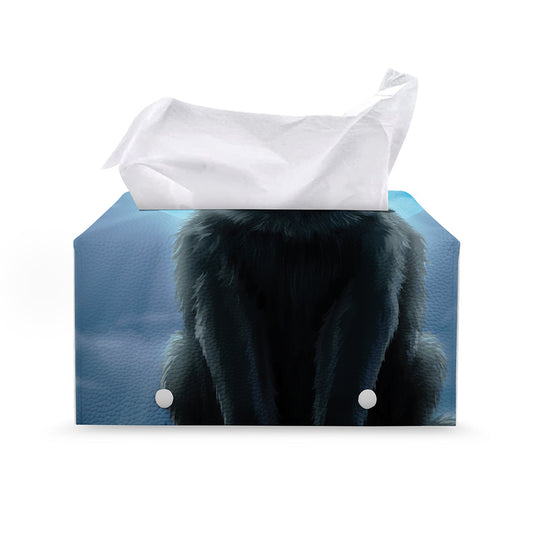 Moonlight Wolf Print Leather Tissue Box Cover