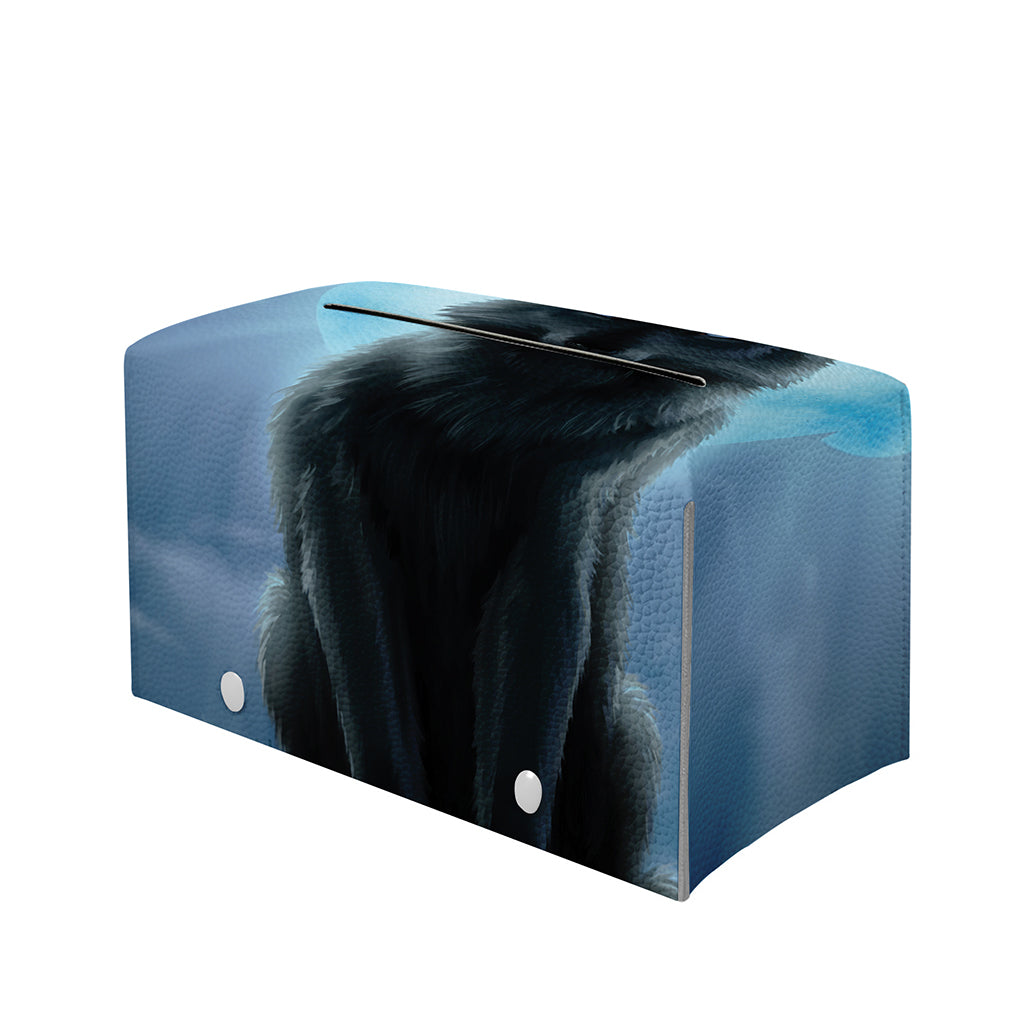 Moonlight Wolf Print Leather Tissue Box Cover