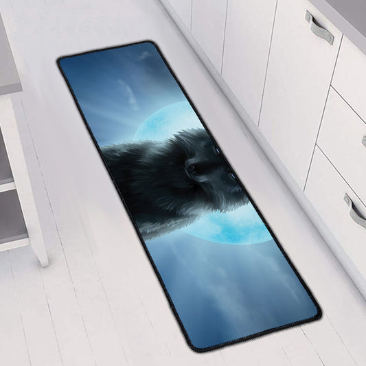 Moonlight Wolf Print Long Kitchen Mat