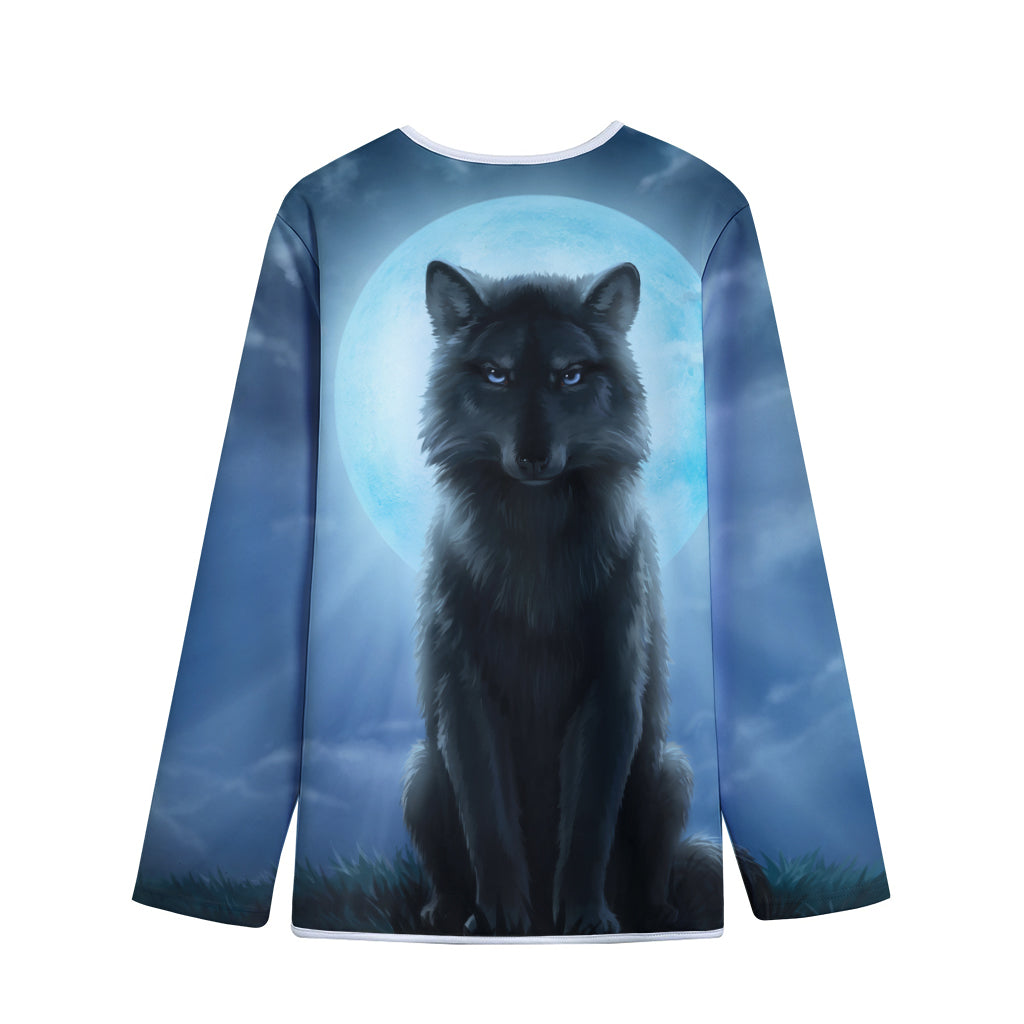Moonlight Wolf Print Long Sleeve Short Coat