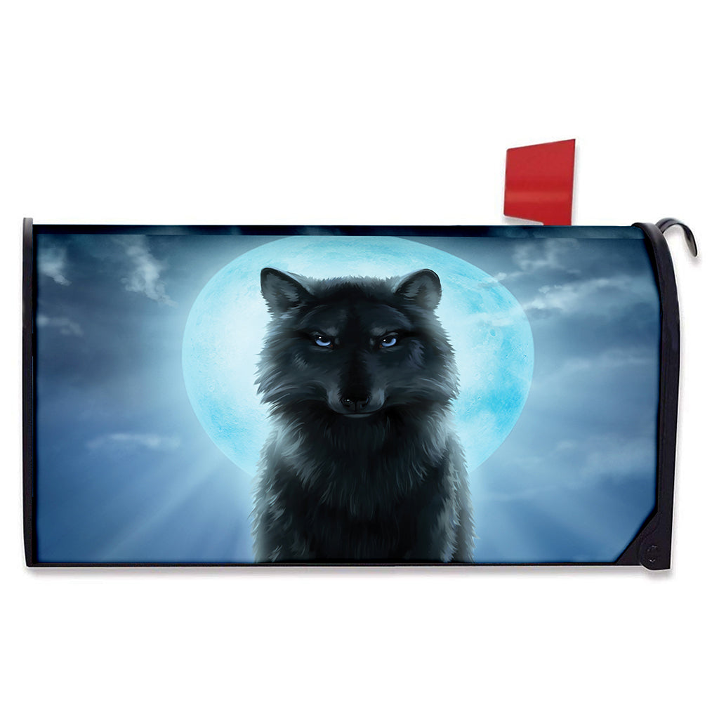 Moonlight Wolf Print Mailbox Cover