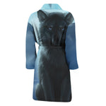 Moonlight Wolf Print Men's Bathrobe