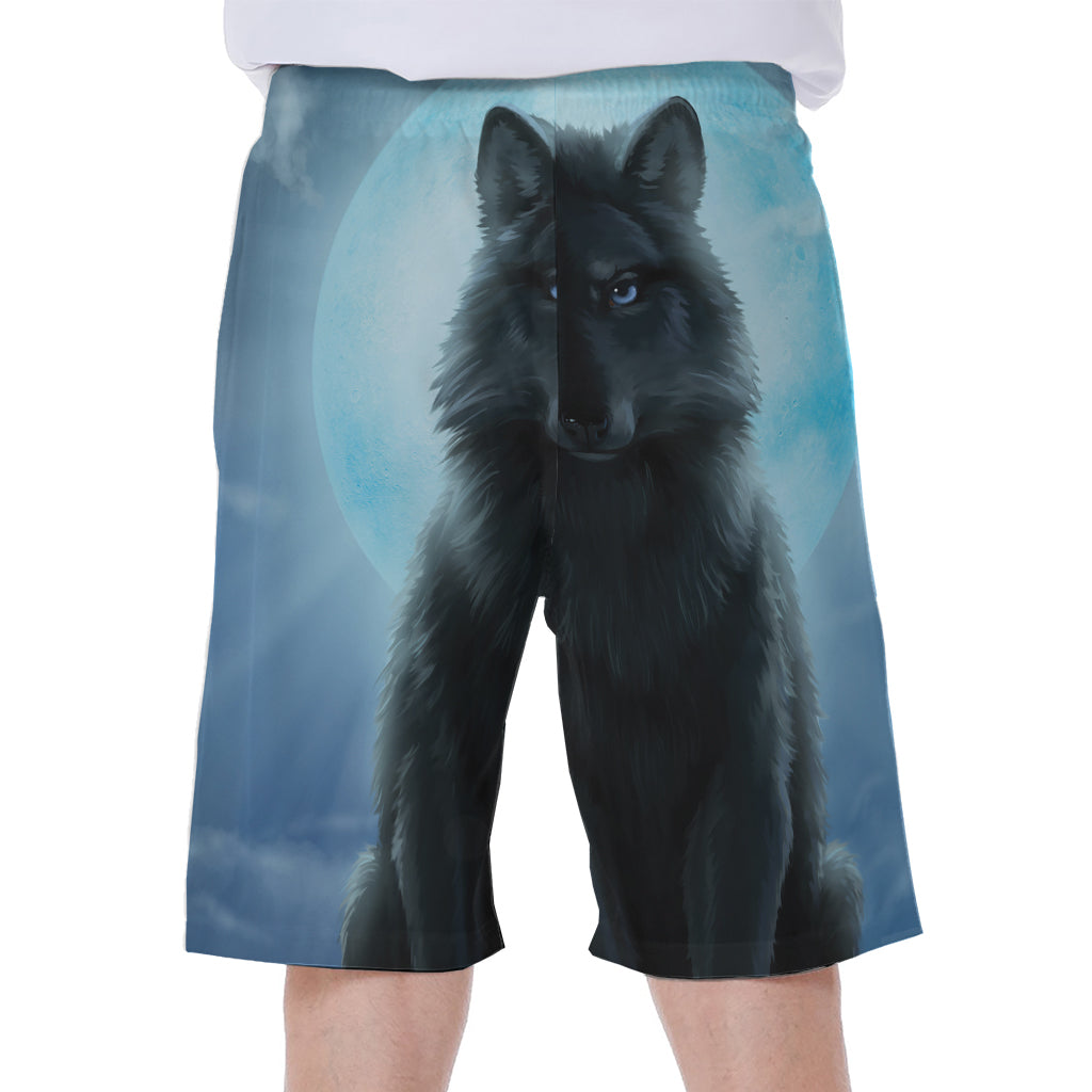 Moonlight Wolf Print Men's Beach Shorts