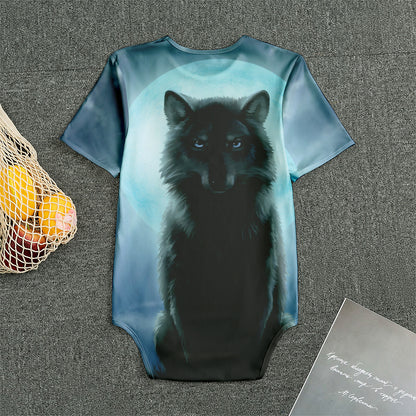 Moonlight Wolf Print Men's Bodysuit