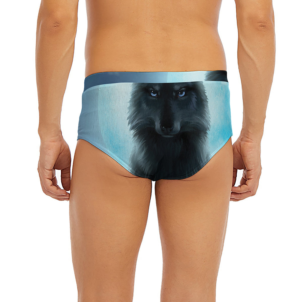 Moonlight Wolf Print Men's Briefs