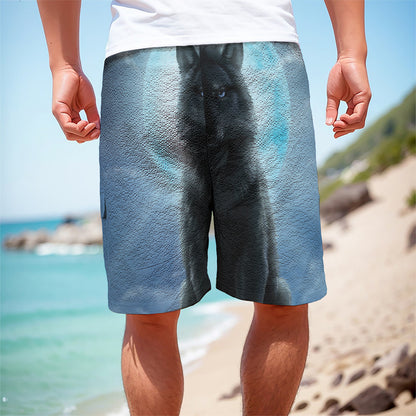 Moonlight Wolf Print Men's Cargo Shorts