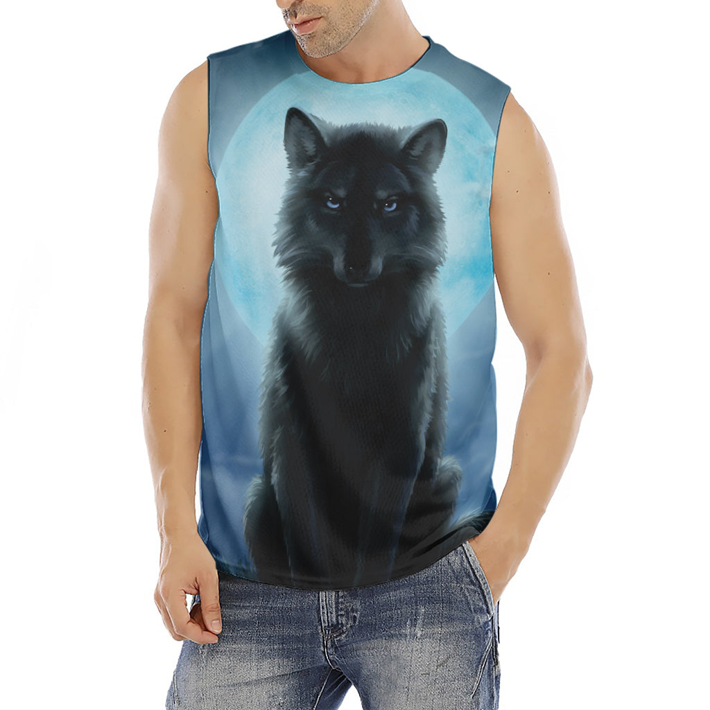 Moonlight Wolf Print Men's Fitness Tank Top