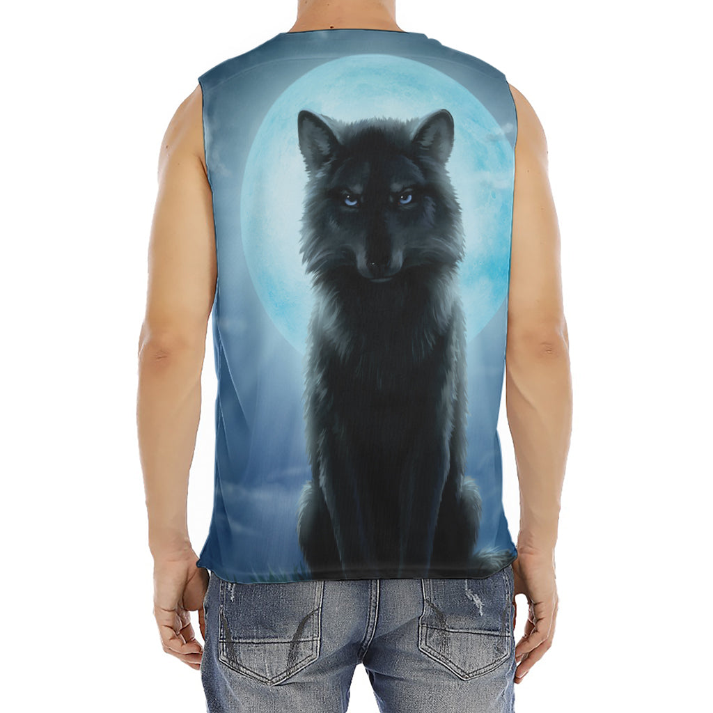 Moonlight Wolf Print Men's Fitness Tank Top
