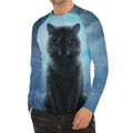 Moonlight Wolf Print Men's Long Sleeve Rash Guard