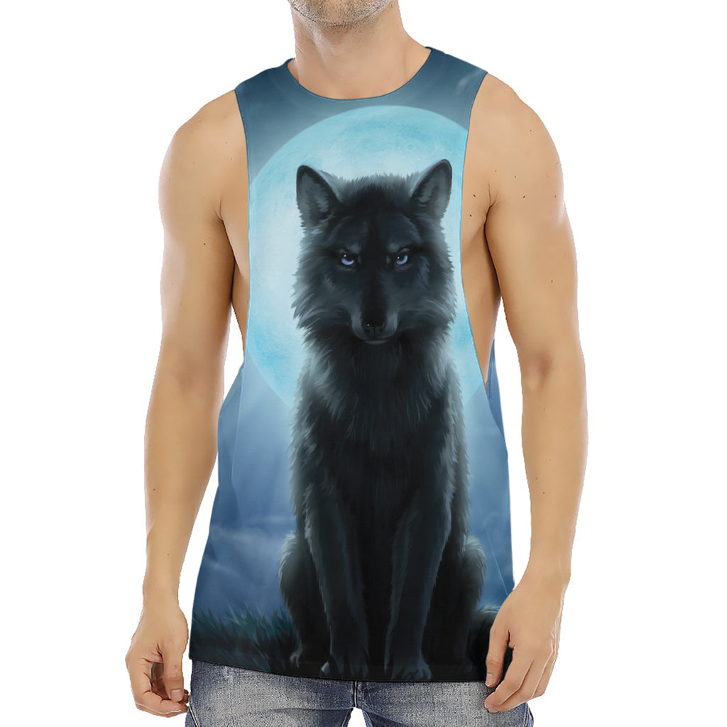 Moonlight Wolf Print Men's Muscle Tank Top