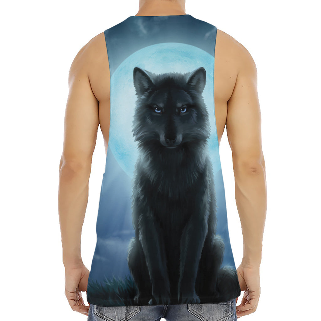 Moonlight Wolf Print Men's Muscle Tank Top