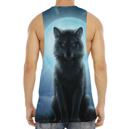 Moonlight Wolf Print Men's Muscle Tank Top