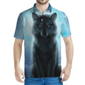 Moonlight Wolf Print Men's Polo Shirt