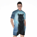 Moonlight Wolf Print Men's Rompers