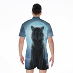 Moonlight Wolf Print Men's Rompers