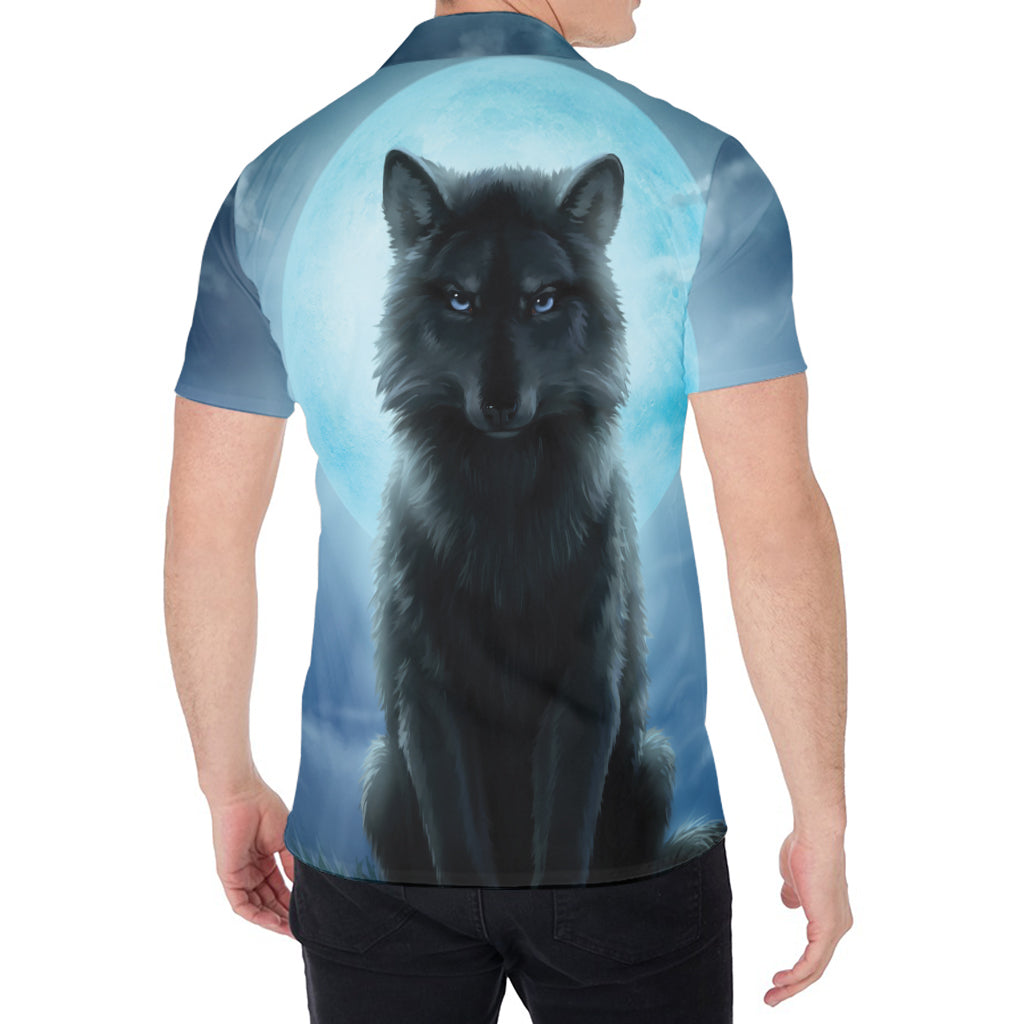 Moonlight Wolf Print Men's Shirt