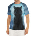 Moonlight Wolf Print Men's Short Sleeve Rash Guard