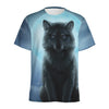 Moonlight Wolf Print Men's Sports T-Shirt